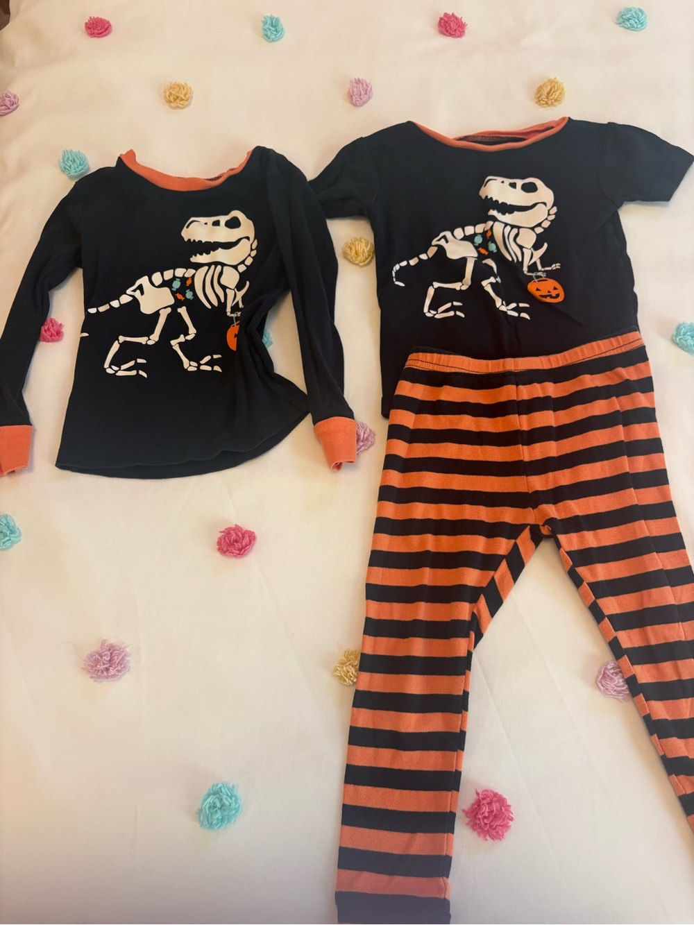 Carter's Black & Orange Dinosaur Skeleton Pajama Set